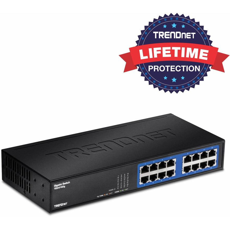 16-Port Gigabit Desktop Switch - Energy Efficient GREENnet Technology | TRENDnet TEG-S16DG