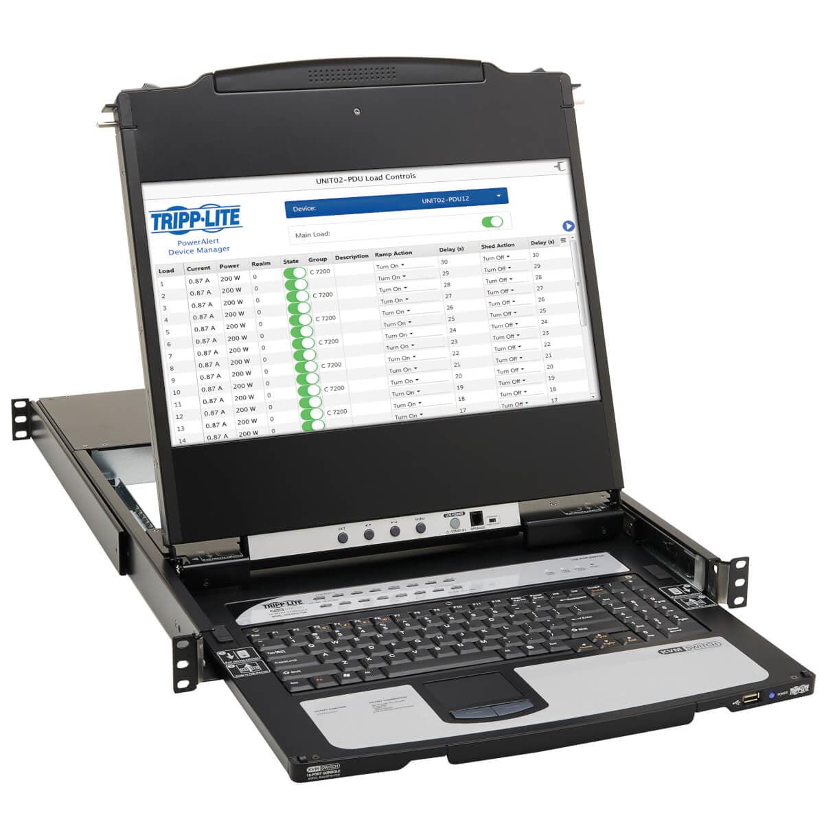 16-Port KVM Switch with LCD Console - 1U Rack Mount DisplayPort | Tripp Lite B030-DP16-17DIP