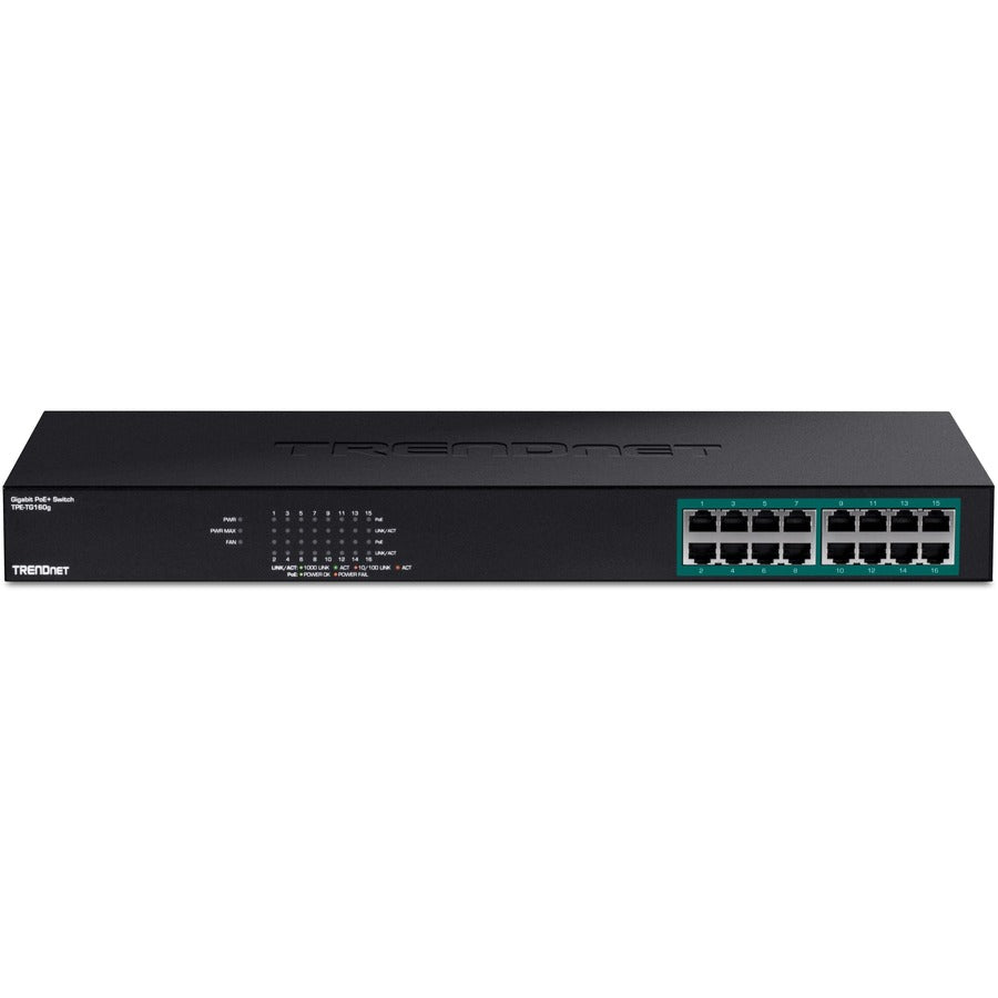 16 Port PoE Switch - Gigabit Ethernet with 246W Power Budget | TRENDnet TPE-TG160g