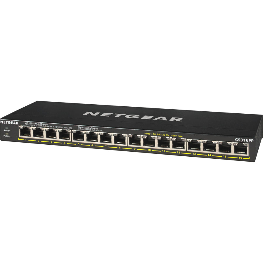 16-Port PoE Switch - Unmanaged Gigabit Ethernet PoE+ 183W | Tecisoft GS316PP-100NAS