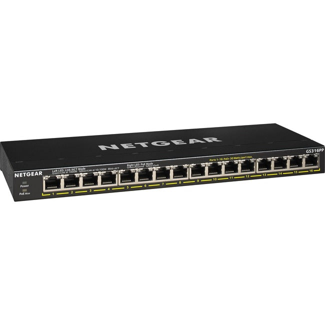 16-Port PoE Switch - Unmanaged Gigabit Ethernet PoE+ 183W | Tecisoft GS316PP-100NAS