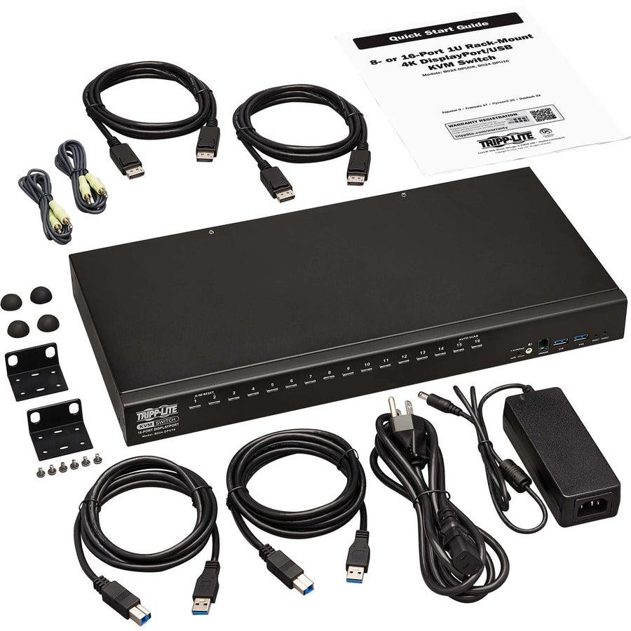 16-Port Rack Mount DP/USB KVM Switch, 1U - Tripp Lite - Eaton B024-DPU16