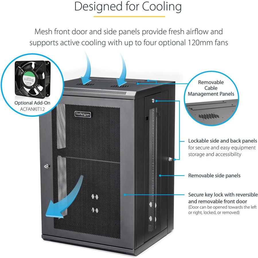 18U Wall Mount Server Rack - 4-Post Hinged Network Cabinet | StarTech.com RK1820WALHM
