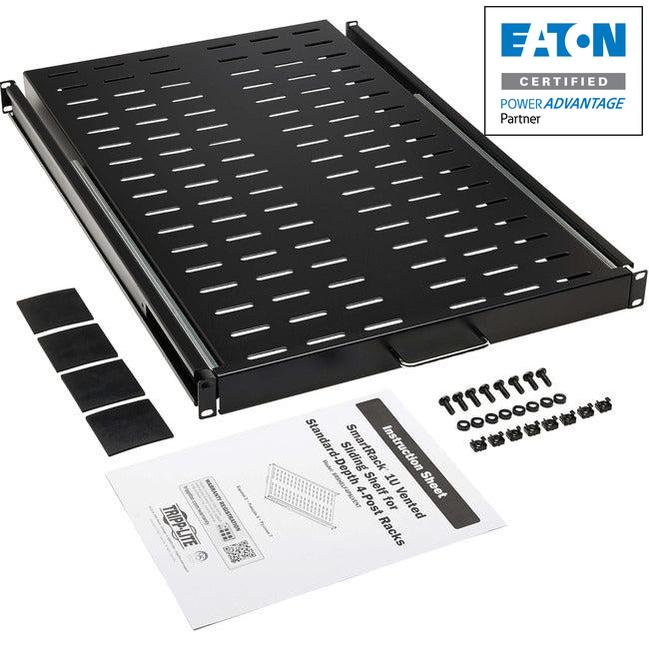 1U Vented Rack Shelf Sliding Steel - SmartRack 50lb Capacity | Tripp Lite SRSHELF4PSLVENT