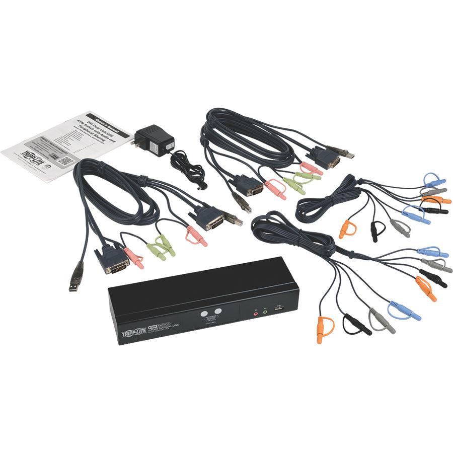 2-Port DVI Dual-Link USB KVM Switch with Audio and Cables | Tripp Lite B004-DUA2-HR-K