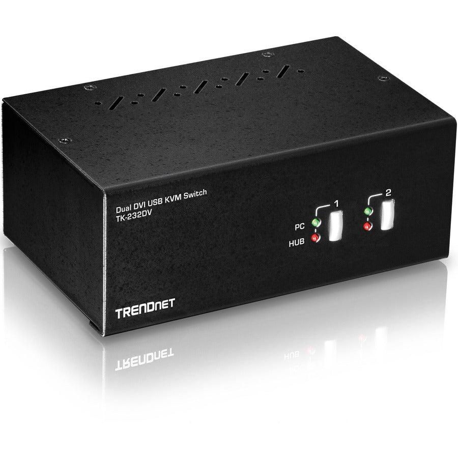 2-Port Dual Monitor DVI KVM Switch - Trendnet TK-232DV