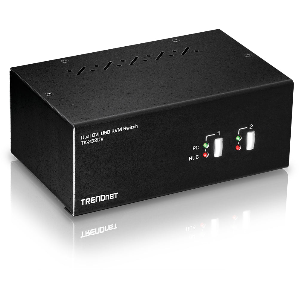 2-Port Dual Monitor DVI KVM Switch - Trendnet TK-232DV
