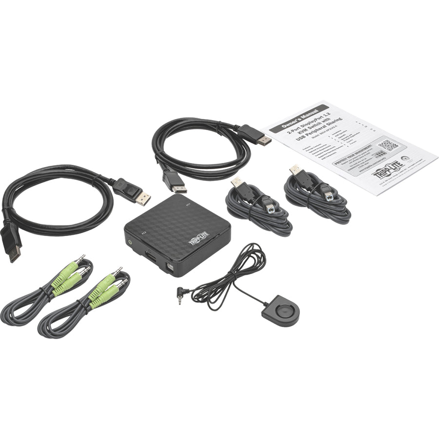 2 Port KVM Switch with Cables - DisplayPort 4K 60Hz Audio Switching | Tripp Lite B004-DP2UA2-K