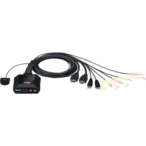 2-Port USB 4K HDMI KVM Switch - Remote Port Selector Cable KVM | ATEN CS22H
