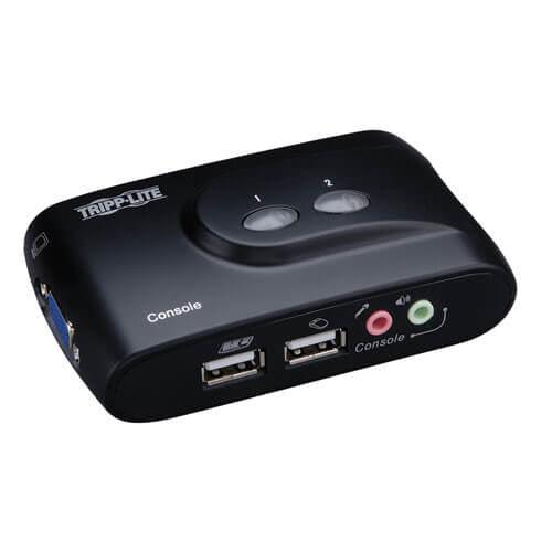 2-Port USB KVM Switch with Audio and Cables - Compact VGA Desktop Computer Switching | Tripp Lite Eaton B004-VUA2-K-R