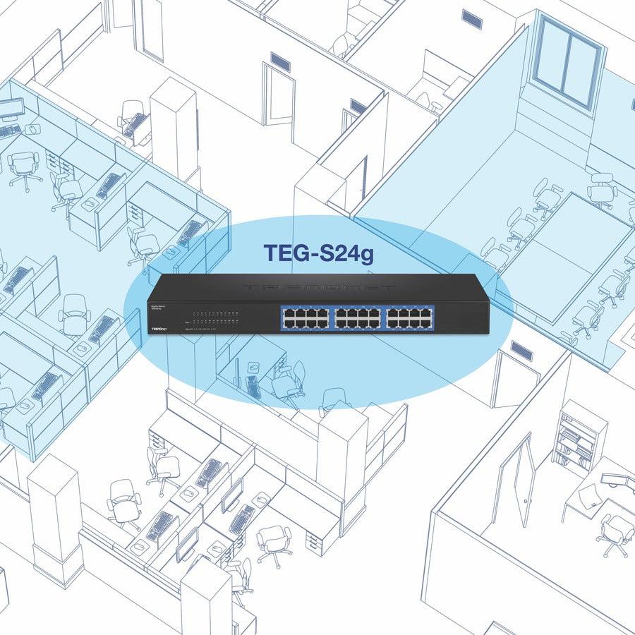24 Port Gigabit Switch Rackmount Unmanaged - Server Rack Network Switch | TRENDnet TEG-S24G