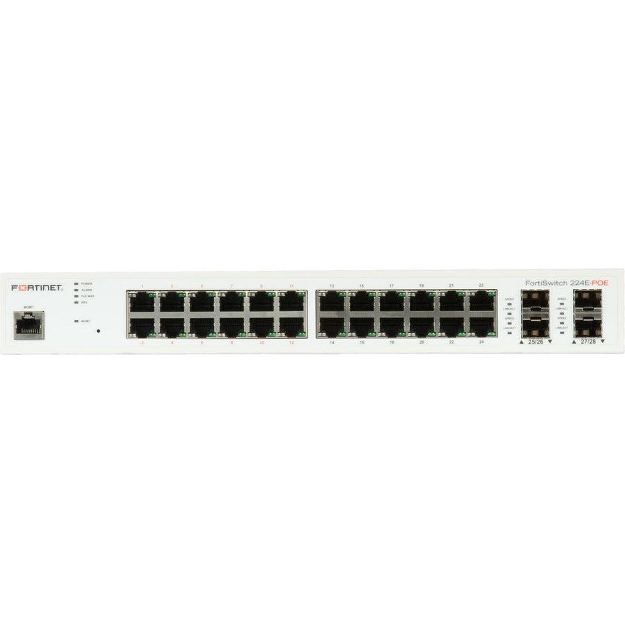 24 Port POE Switch - Fortinet FortiSwitch 224E-POE Enterprise Managed Switch | TecISoft FS-224E-POE