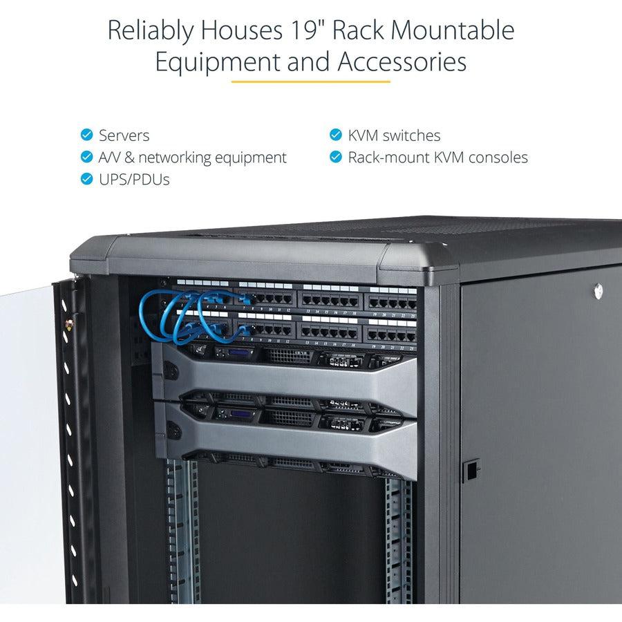 25U Server Rack Cabinet - StarTech 4-Post Lockable 19" Data Center Enclosure | TechSoft RK2536BKF