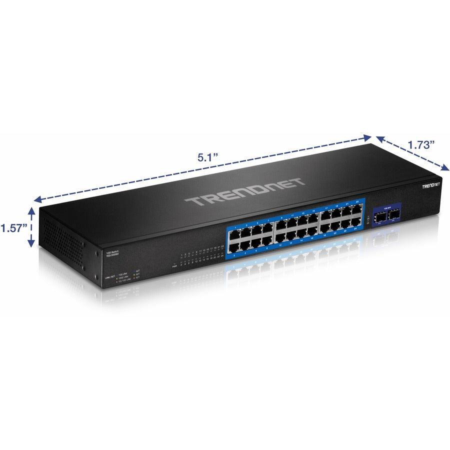 28-Port Gigabit Switch with 4 x 10G SFP+ Ports - 1U Rackmount | TrendNet TEG-30262