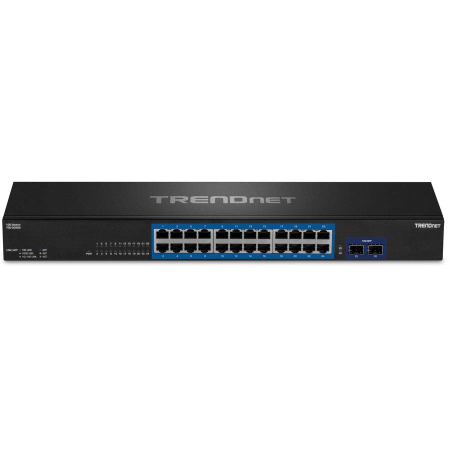 28-Port Gigabit Switch with 4 x 10G SFP+ Ports - 1U Rackmount | TrendNet TEG-30262