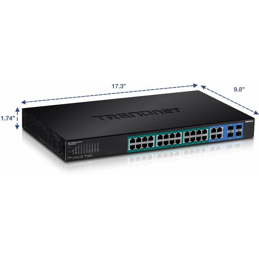 28 Port Gigabit Web Smart PoE+ Switch 185W - Business Network Management | TRENDnet TPE-2840WS