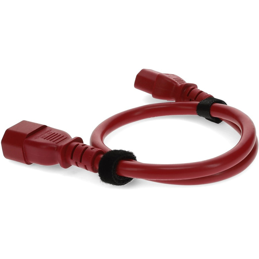 2ft C13 Female to C14 Male 18AWG 100-250V at 10A Red Power Cable ADD-C132C1418AWG2FRD