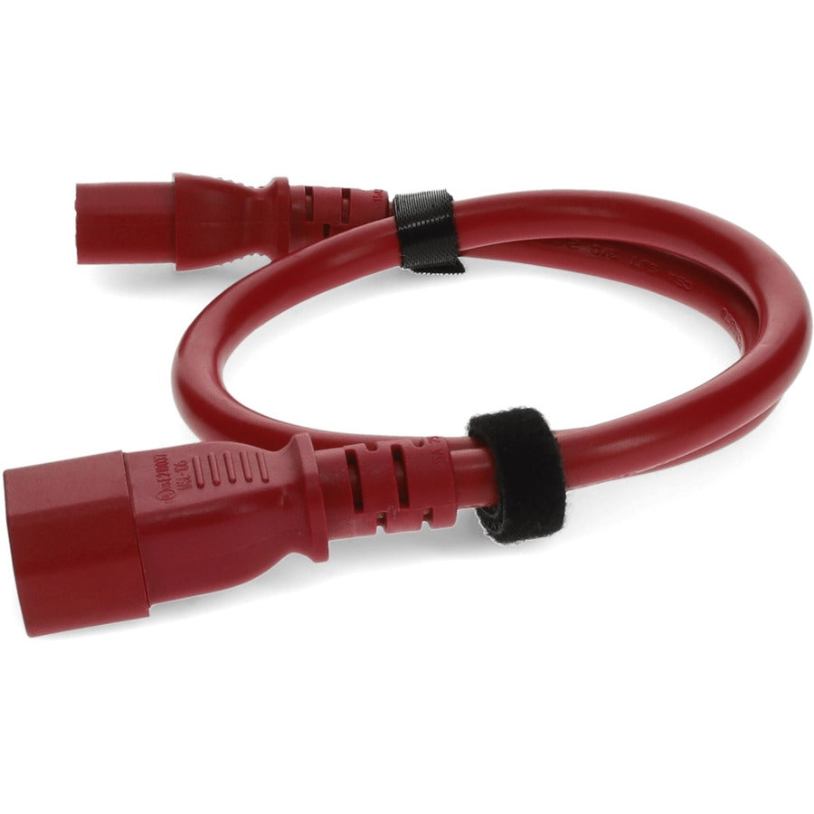 2ft C13 Female to C14 Male 18AWG 100-250V at 10A Red Power Cable ADD-C132C1418AWG2FRD