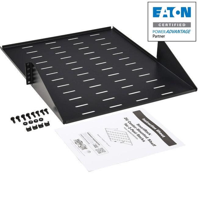 2U Server Rack Shelf - Center-Mounted Steel Rack Storage | Tripp Lite by Eaton SRSHELF2PCENTER
