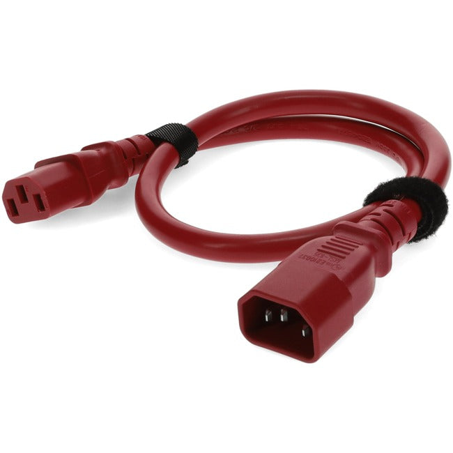 2ft C13 Female to C14 Male 18AWG 100-250V at 10A Red Power Cable ADD-C132C1418AWG2FRD