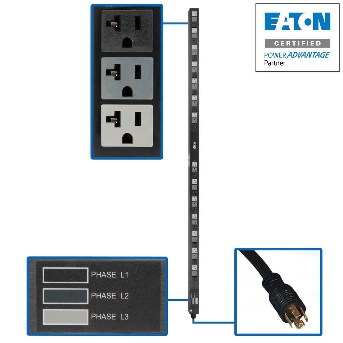 3-Phase PDU 5.7kW - 42 NEMA 120V Outlets Vertical Rackmount | Tripp Lite PDU3V6L2120LV