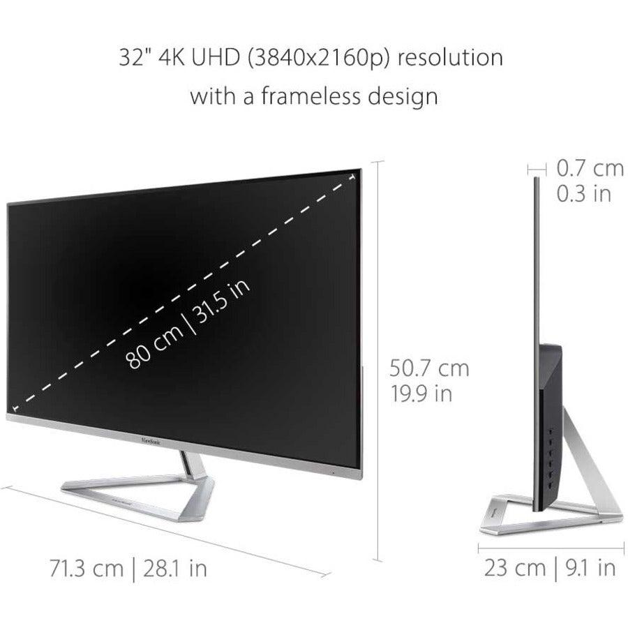 32 Inch Gaming Monitor - ViewSonic VX3276-4K-MHD 4K UHD Frameless Entertainment Monitor