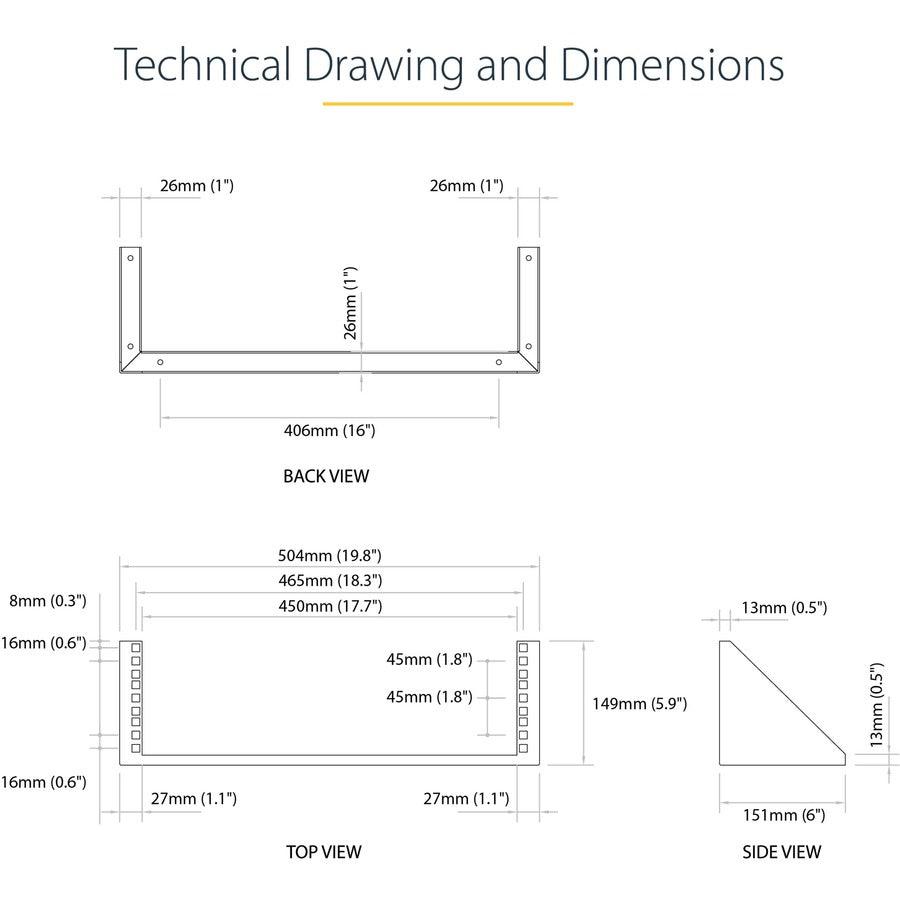 3U 19" Wall Mount Vertical Rack Bracket, Wall Mount Patch Panel RK319WALLV