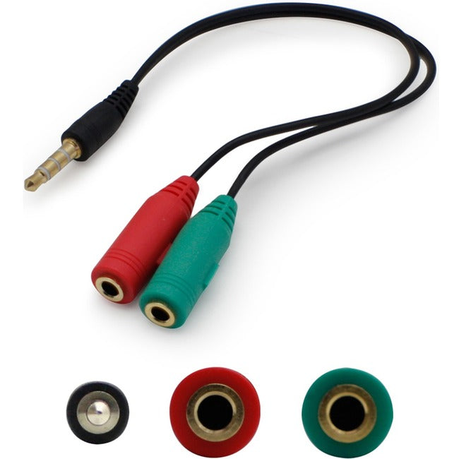 3.5mm Audio Output Male to 2x3.5mm Audio Input Female Black Adapter HSFFM