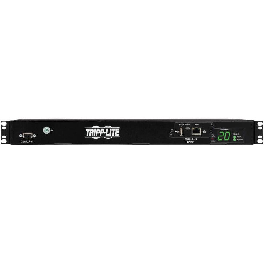 3.8kW Single-Phase Switched Automatic Transfer Switch PDU, Two 200-240V C20 Inlets, 8 C13 & 2 C19 Outputs, 1U, TAA PDUMH20HVATNET
