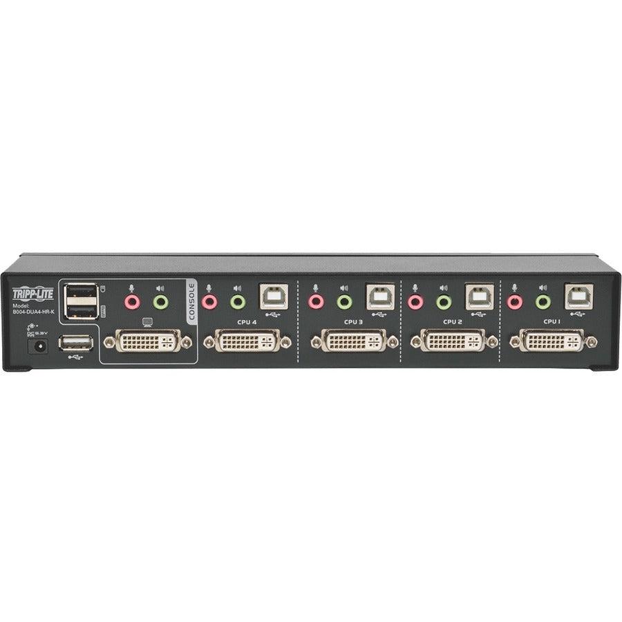 4-Port DVI Dual-Link USB KVM Switch with Audio and Cables - Professional IT Control | Tripp Lite B004-DUA4-HR-K