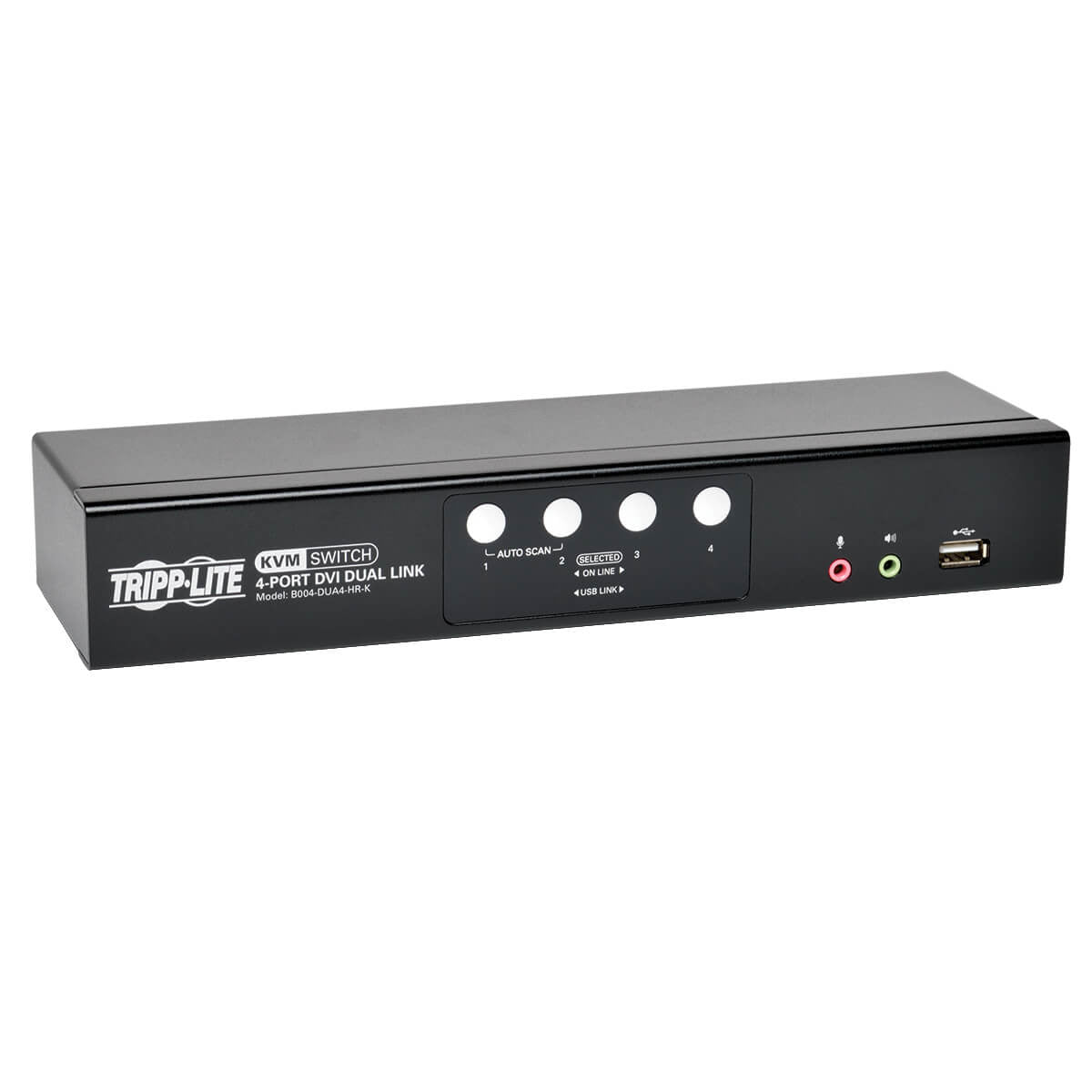 4-Port DVI Dual-Link USB KVM Switch with Audio and Cables - Professional IT Control | Tripp Lite B004-DUA4-HR-K