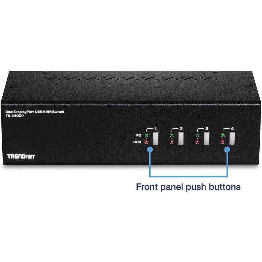 4-Port DisplayPort KVM Switch Dual Monitor - Multi-Computer Control | Tecisoft TK-440DP