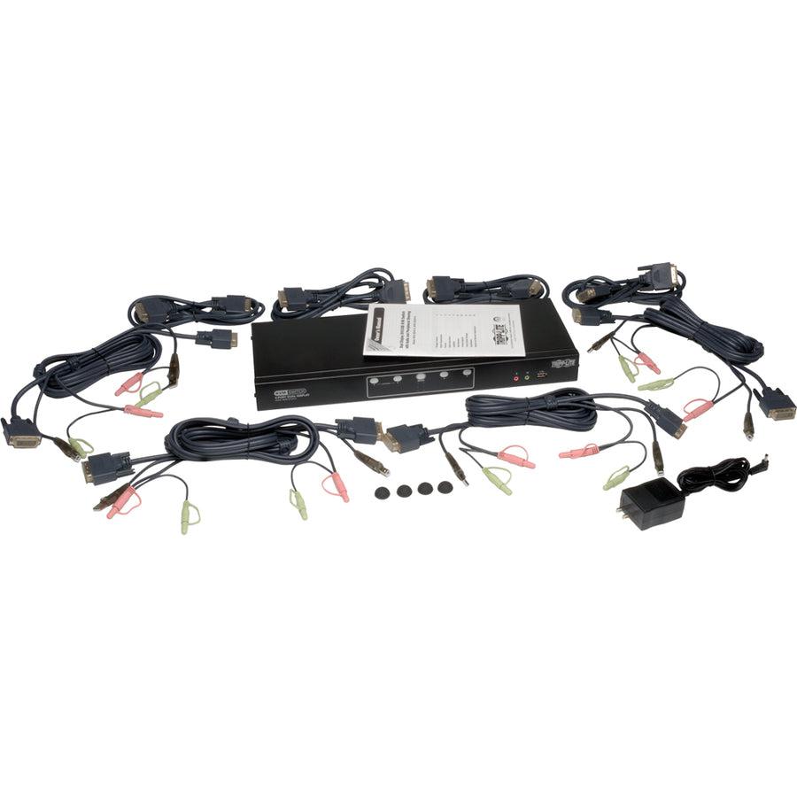 4-Port Dual Monitor DVI KVM Switch with Audio and USB 2.0 Hub - Digital Video Switching | Tripp Lite Eaton B004-2DUA4-K
