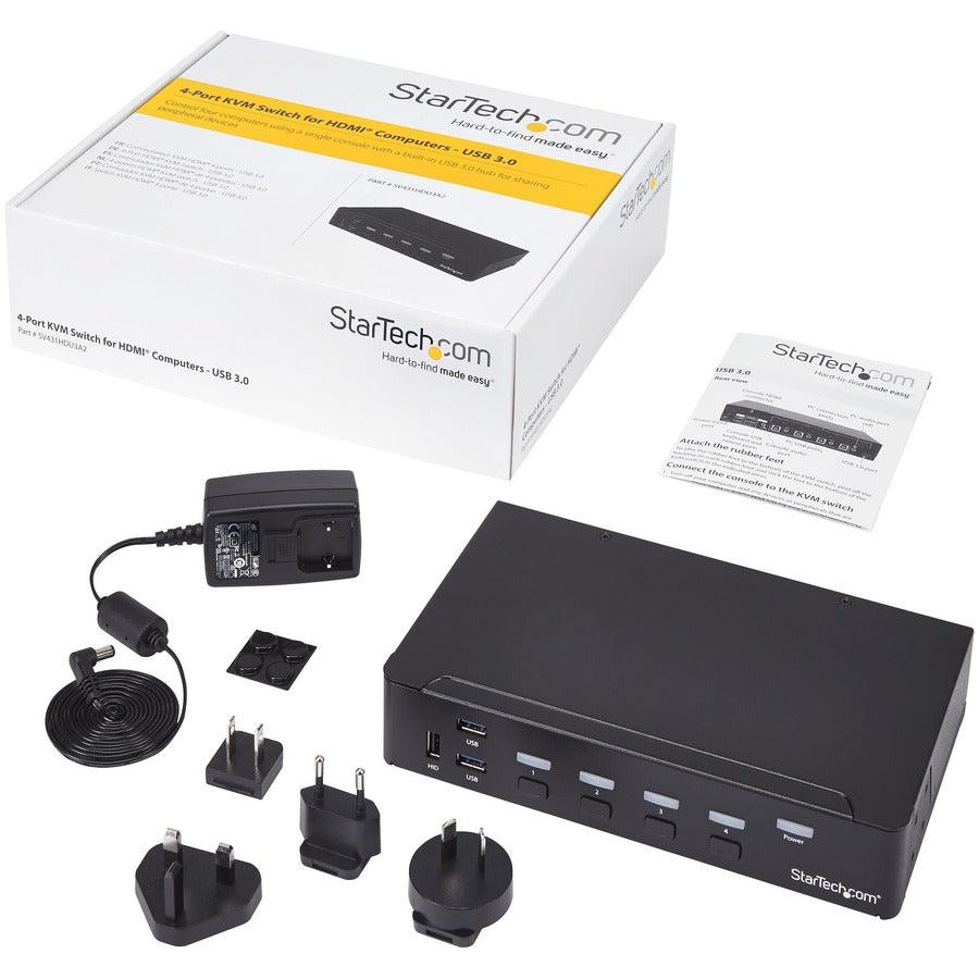4-Port HDMI KVM Switch - USB 3.0 Multi-Computer Console | tecisoft.com SV431HDU3A2
