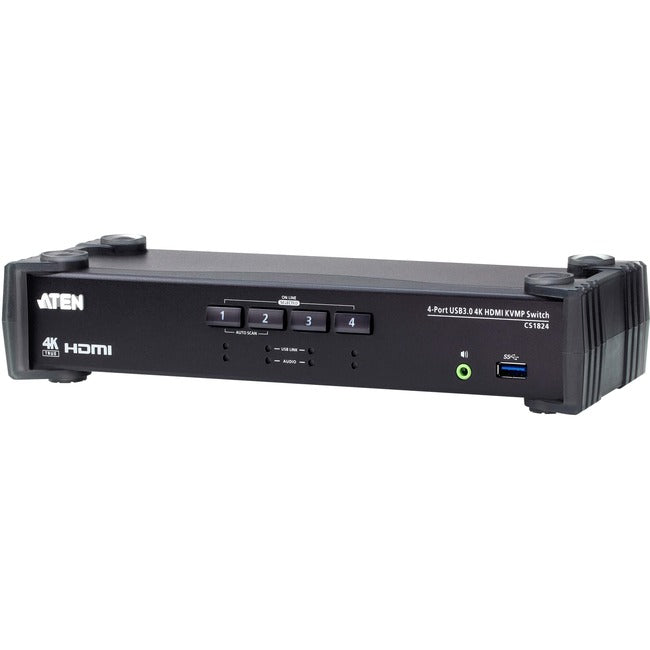 4-Port USB 3.0 4K HDMI KVM Switch - Professional Desktop Switching | ATEN CS1824