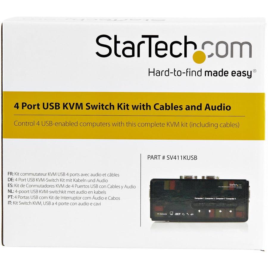 4 Port USB KVM Switch with Cables - Professional Computer Control Solution | StarTech.com SV411KUSB