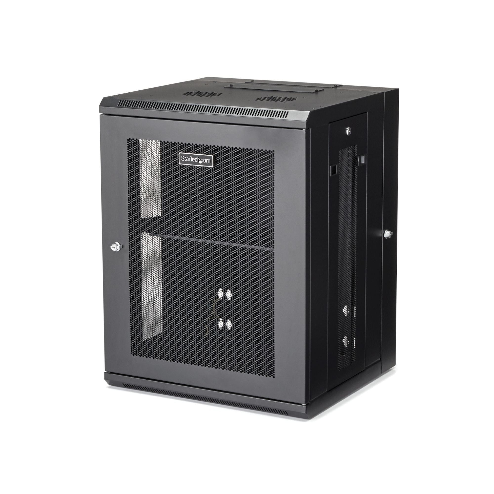 4-Post 15U Wall Mount Network Cabinet with 1U Shelf, 19" Hinged Wall-Mounted Server Rack RK1520WALHM