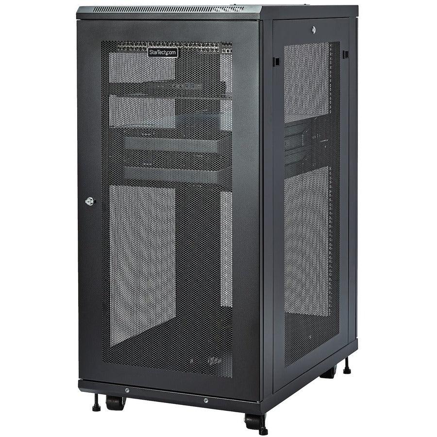 4-Post 24U Server Rack Cabinet, Lockable 19" Data Rack Cabinet RK2433BKM