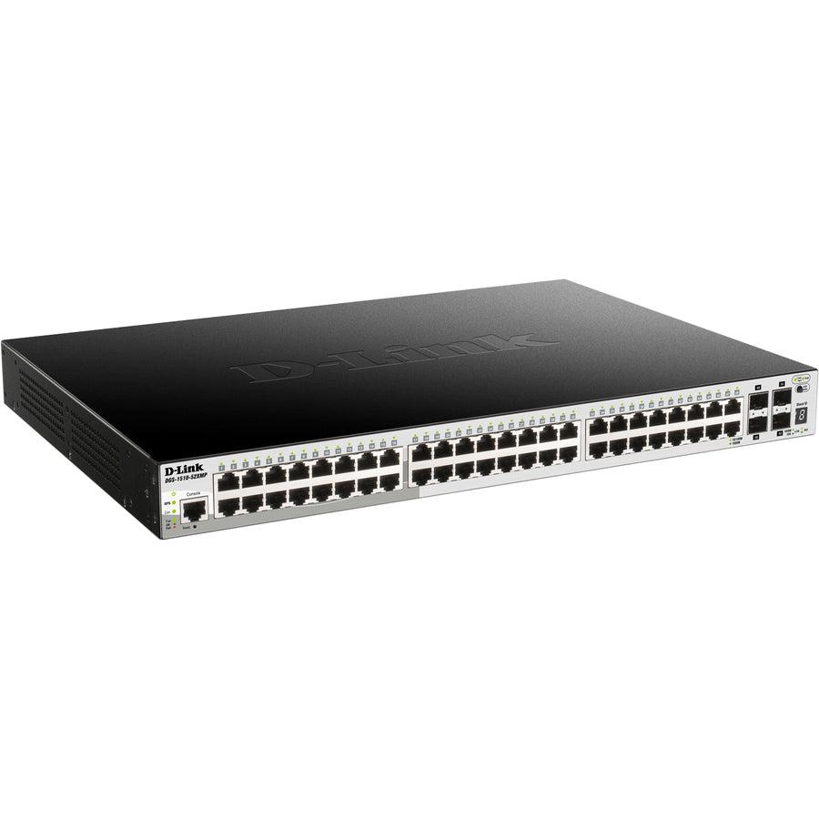 48 Port PoE Switch - D-Link Stackable Smart Managed Switch | TechSoft DGS-1510-52XMP