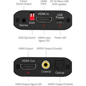 4K HDMI Audio Extractor Converter - Toslink Optical & Analog Stereo | Tecisoft CE-H26Q11-S1