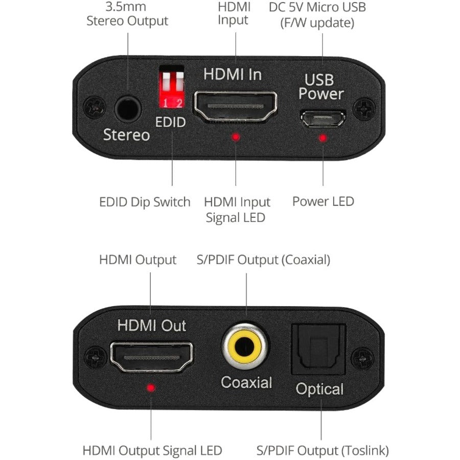 4K HDMI Audio Extractor Converter - Toslink Optical & Analog Stereo | Tecisoft CE-H26Q11-S1