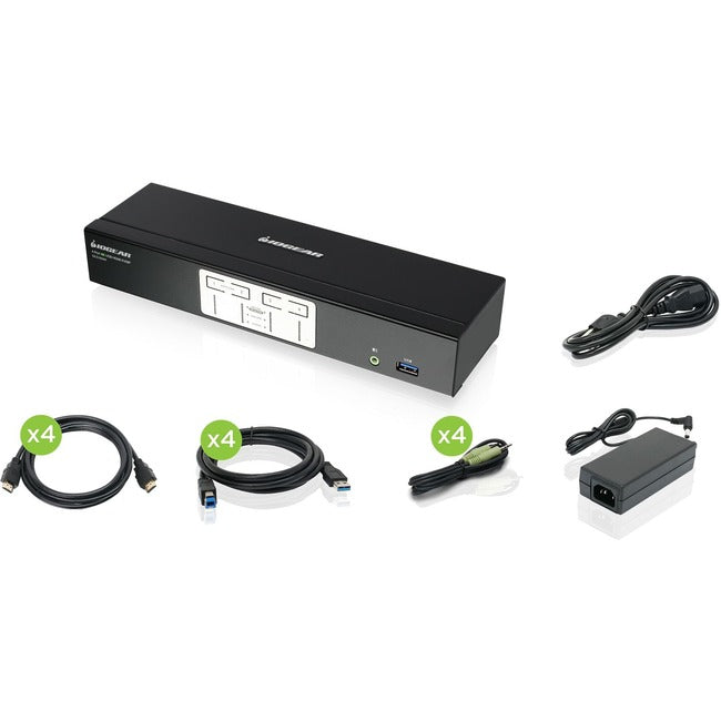 4K HDMI KVMP Switch - 4 Port USB 3.0 Hub Audio Desktop Solution | IOGEAR GCS1934H
