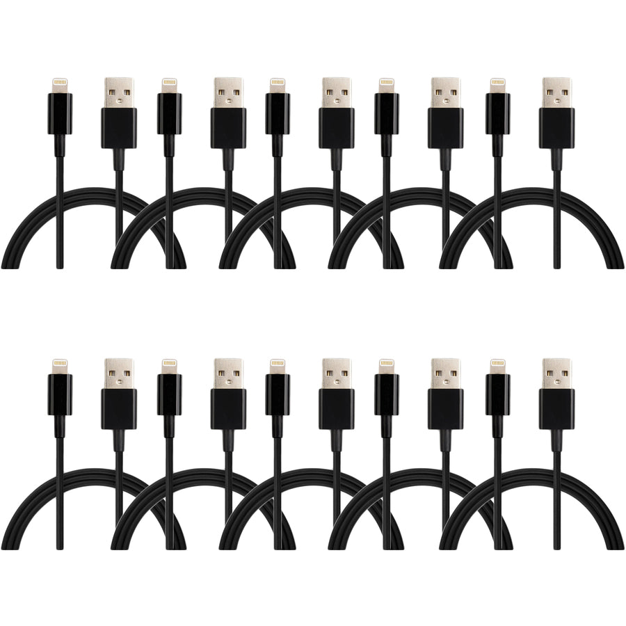 4XEM 10 Pack 3FT 1M Black Lightning cable for Apple iPhone/iPad/iPod - MFi Certified 4XLIGHTNINGBK10PK