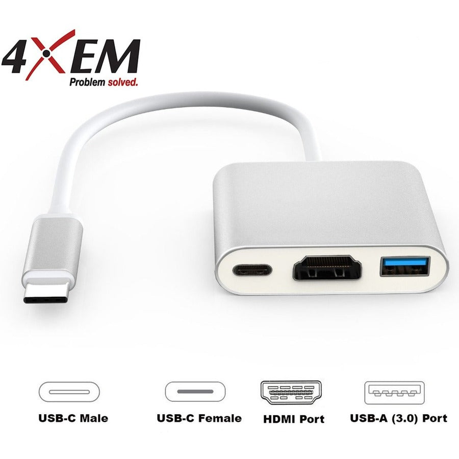4XEM 3-in-1 USB-C Docking Station with 4K HDMI and USB 3.0 4XUSBCHUB01