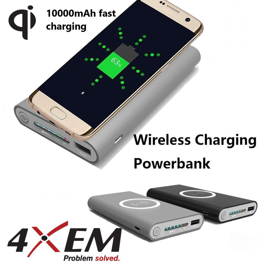 4XEM Fast Wireless Charging Power Bank Black 4XWLSPWRBANKBK