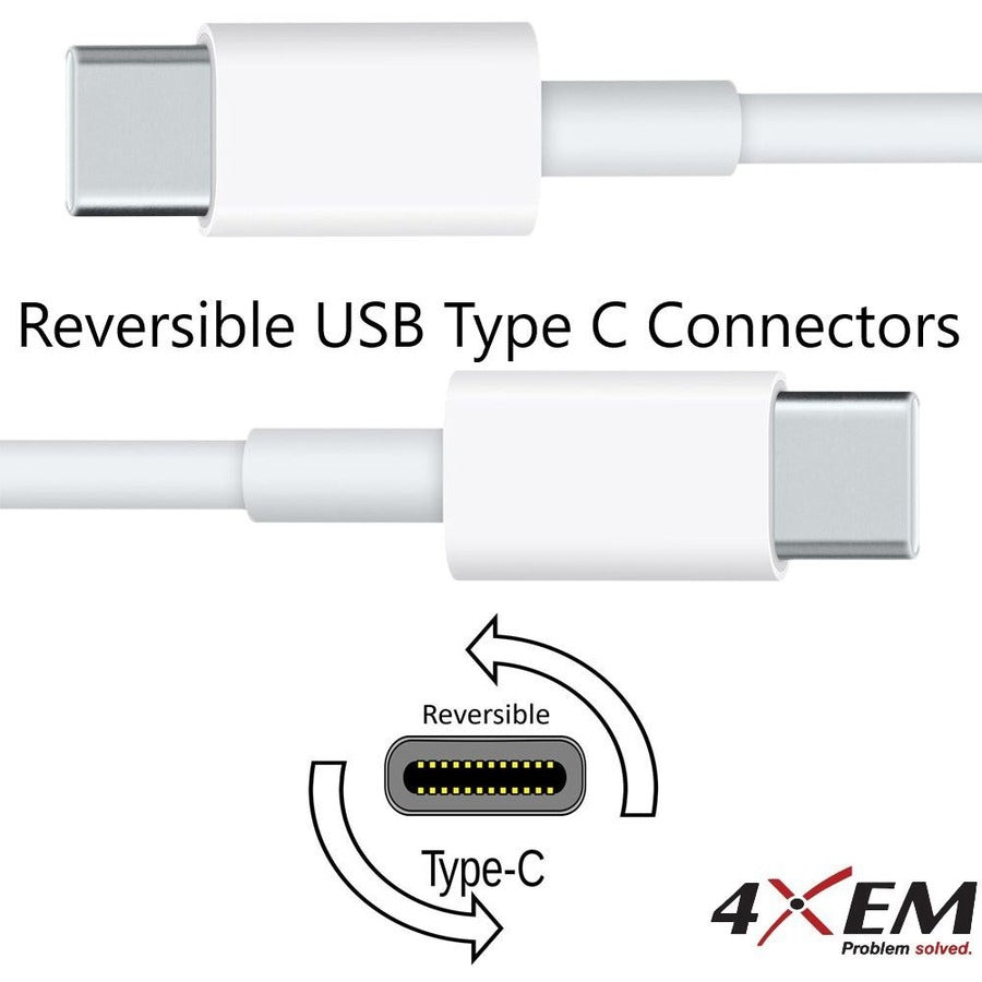 4XEM USB-C TO USB-C Cable M/M USB 3.1 Gen 2 10Gbps 3ft White 4XUSBCC31G23W