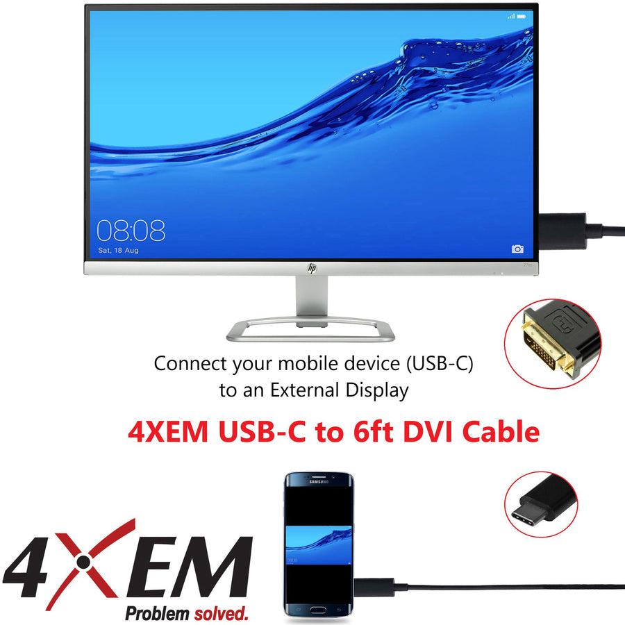 4XEM USB-C to DVI Cable 4XUSBCDVI6B