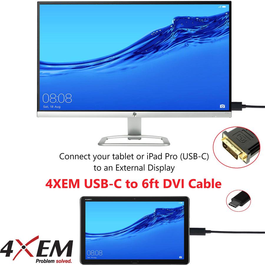4XEM USB-C to DVI Cable 4XUSBCDVI6B
