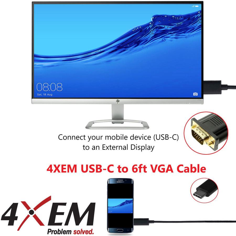 4XEM USB-C to VGA Cable 4XUSBCVGA6B