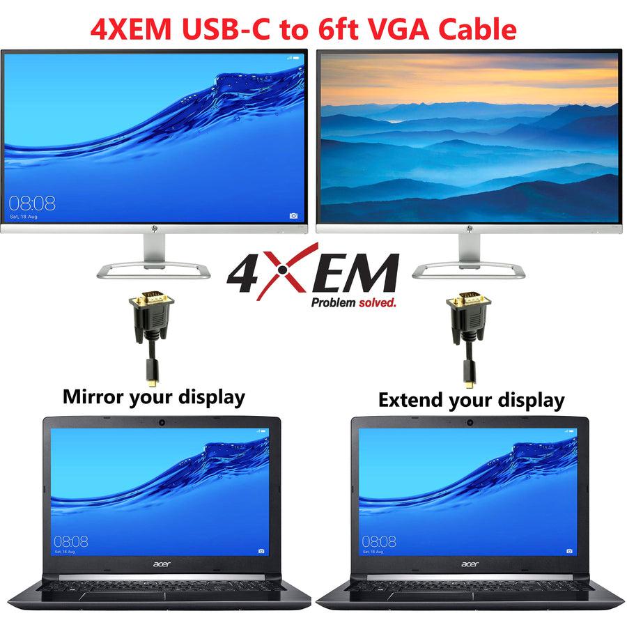 4XEM USB-C to VGA Cable 4XUSBCVGA6B